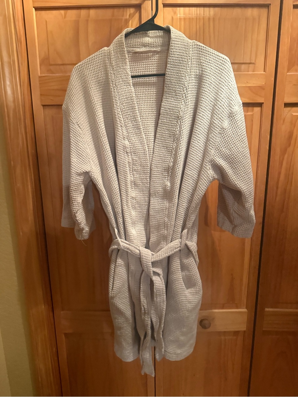 Men's Waffle Kimono Robe - Cream